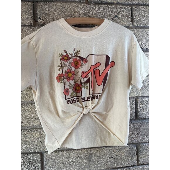 M TV Flower Tie Short Sleeve Sz L - Picture 3 of 6